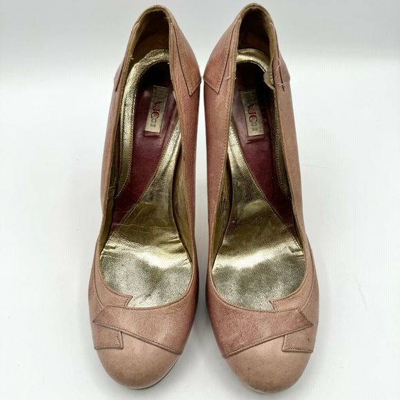 VERSACE JEANS COUTURE PURPLE LEATHER HEELS VJC BY VERSACE PUMPS MADE IN ITALY 39 - Picture 6 of 17